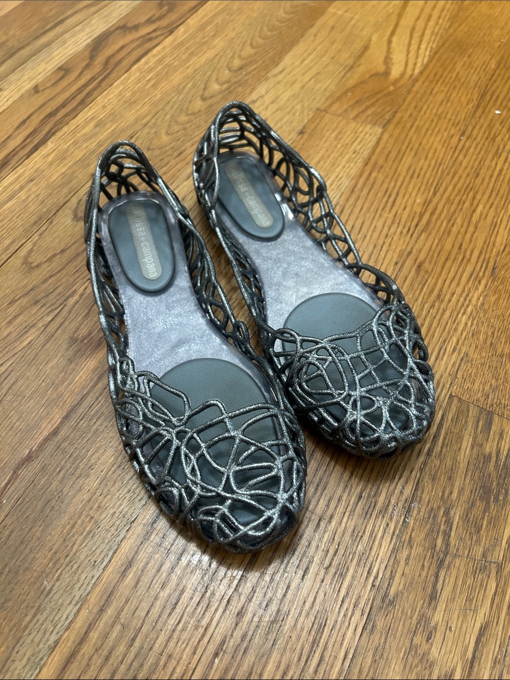 Woven Metallic Black Women's Melissa & Campana    Ballet jelly Flats